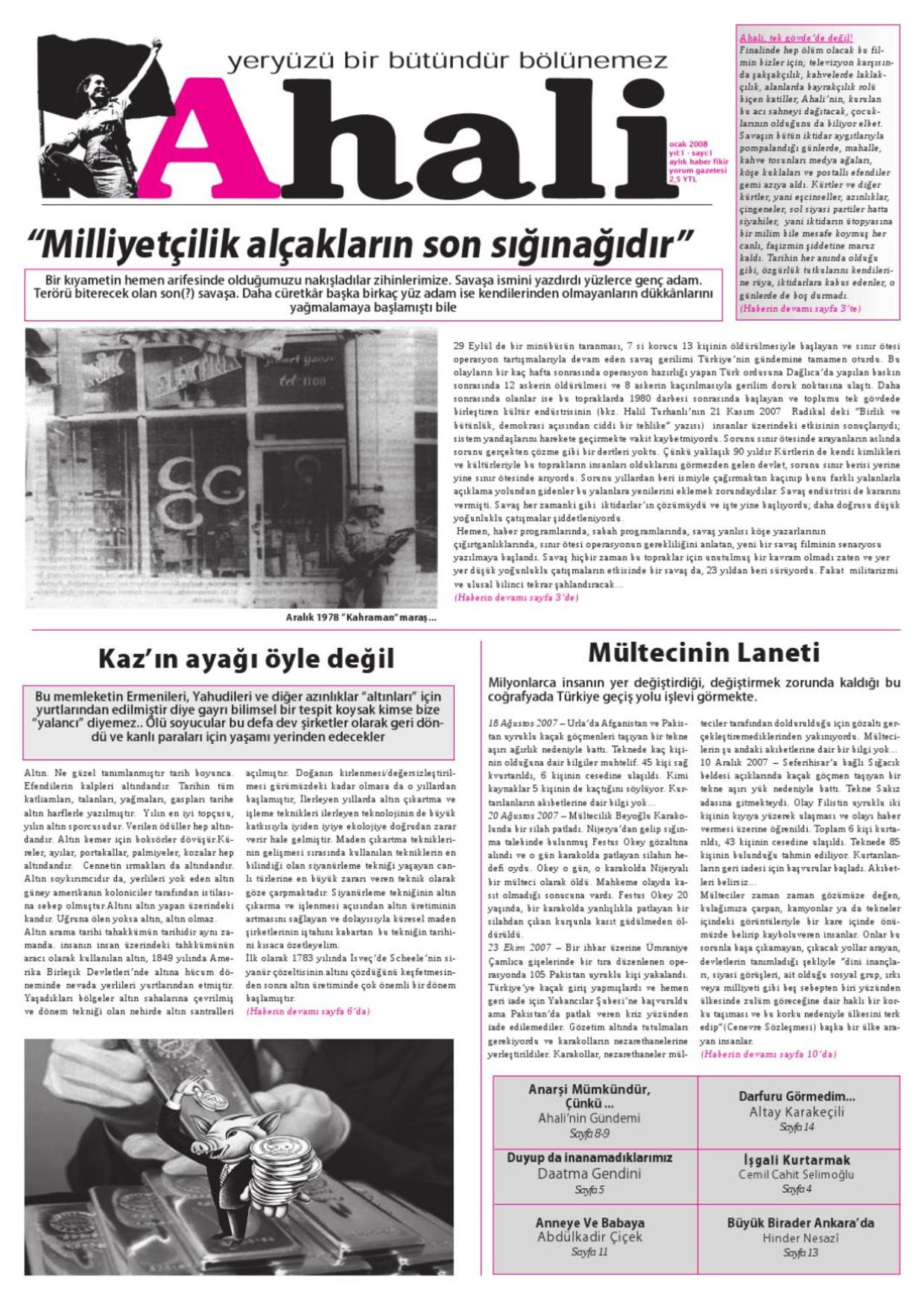 1. Sayı - Ahali Gazetesi