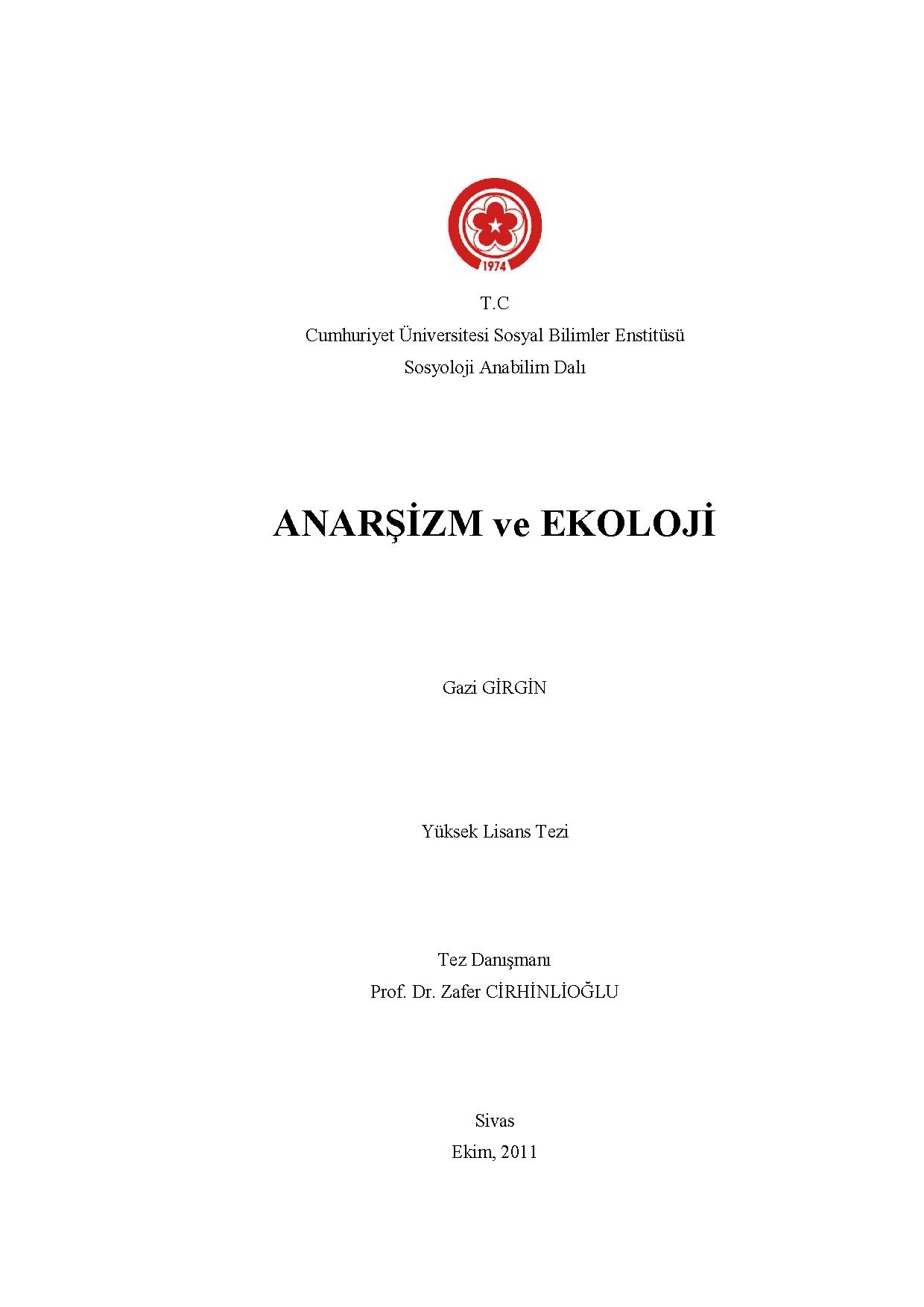 Anarşizm ve Ekoloji - Gazi Girgin